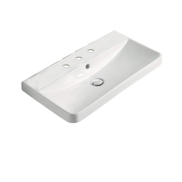 23.82 W 3H8 Ceramic Top Set In White Color, Overflow Drain Incl.